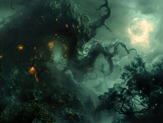 Enchanted Forest: A Mystical Night Landscape