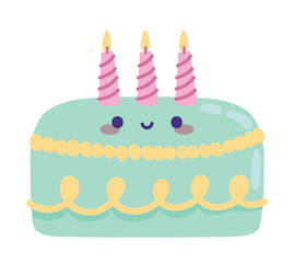 kawaii birthday cake with candles