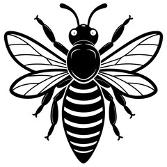 Give me the bee vector silhouette isolated on a white background