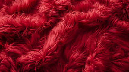 Fototapeta premium Soft Fluffy Red Faux Fur Texture Background