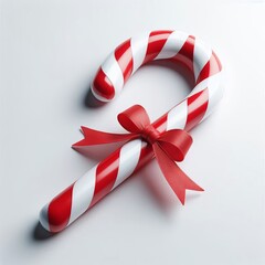 Red and White Candy Cane Decorated with a Festive Red Bow for Christmas Cheer