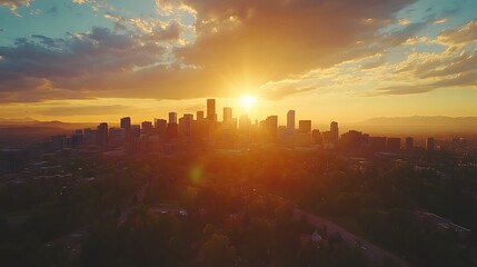 Fototapeta premium view of the sunset over the city.
