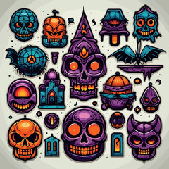 Fototapeta premium Spooky Halloween Icons