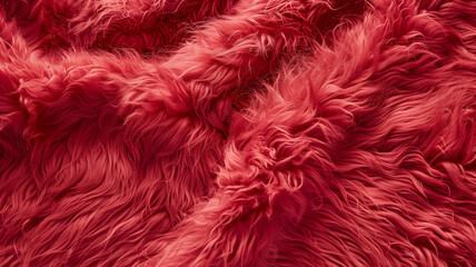 Obraz premium Soft Fluffy Red Faux Fur Texture Background