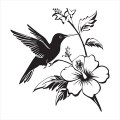 Hand Drawn Hummingbird Your Design Vinyl Cutting Greeting Cards Vector illustration. Svg colibri cut file.