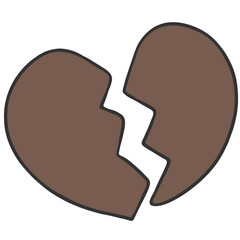 simple brown broken heart icon