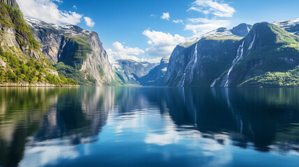 Fototapeta premium A surreal scene of steaming geothermal hot springs surrounded by rugged volcanic rocks. v4