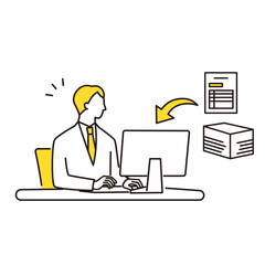 DX化や電子データを作成するビジネスマン　上半身