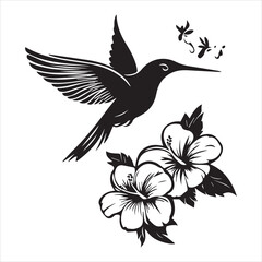 Hand Drawn Hummingbird Your Design Vinyl Cutting Greeting Cards Vector illustration. Svg colibri cut file.