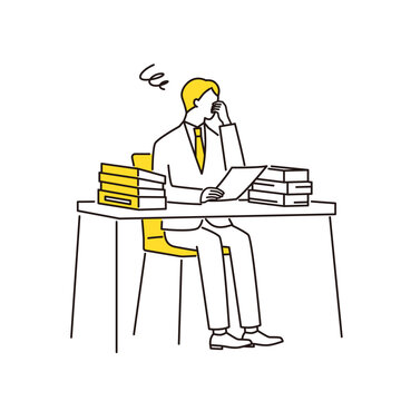 recommend clip art: 書類の山に頭を抱えるビジネスマン