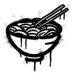 graffiti Noodles icon with over spray in black over white. Vector illustration. © Doa Bunda