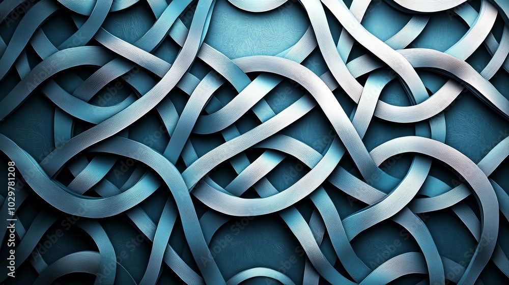 Poster symmetrical paper cut celtic knot pattern with looping, intertwining lines and fine detailing, paper