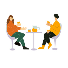 Fototapeta premium coffee break with the friend illustrations