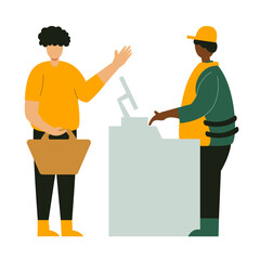 shopping payment with cashier illustration
