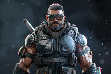 Naklejka premium 3d open world game character