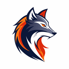 Wolf logo design vector viewed from the side on a white background