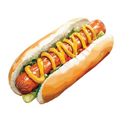 hot dog in watercolor illustration style  isolated vector on white background