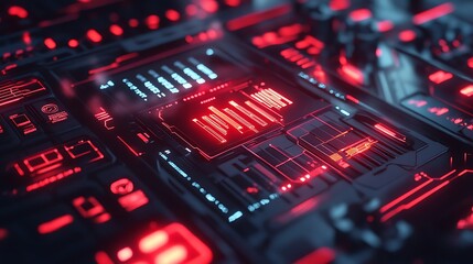 abstract technology futuristic concept interface hologram elements of digital data chart.