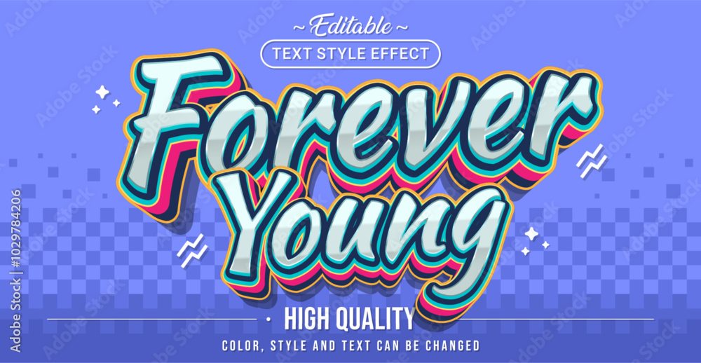 Poster Editable text style effect - Forever Young text style theme.