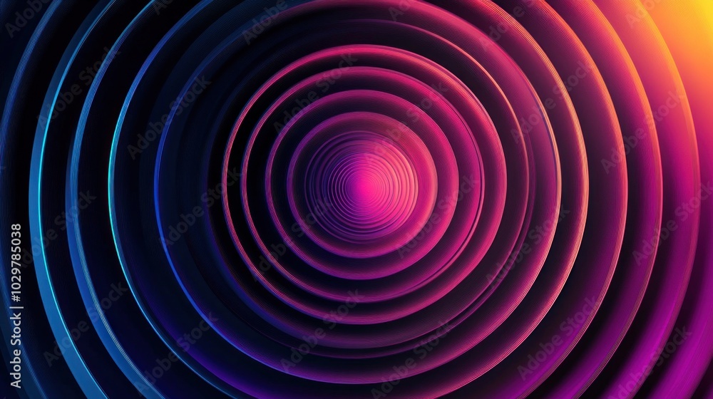 Poster abstract background with concentric circles in vibrant colors.