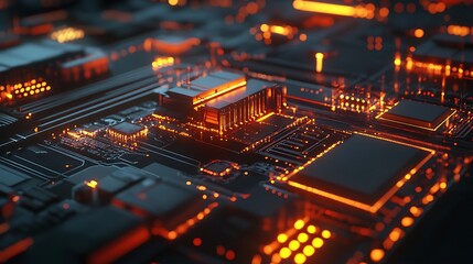 Obraz premium Circuit board closeup technology background.