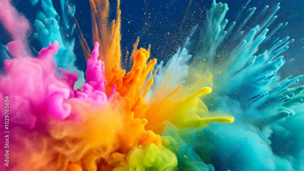 Poster erupting colors: an abstract explosion of vibrant hues dances in a captivating underwater spectacle,