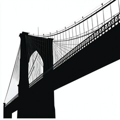 Obraz premium Silhouette of Brooklyn Bridge on White Background