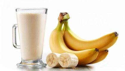 Banana Milkshake on white background isolated. Beverage. Drink.