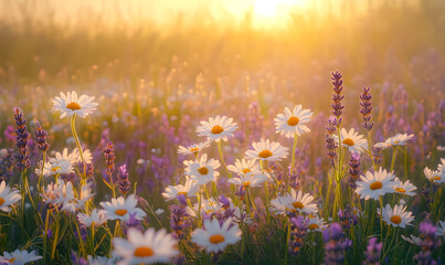 Fototapeta premium Dreamlike Landscapes and Mystical Gardens with Vibrant Flowers and Glowing Nature