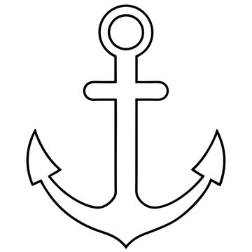 recommend clip art: anchor line art vector drawing on white background