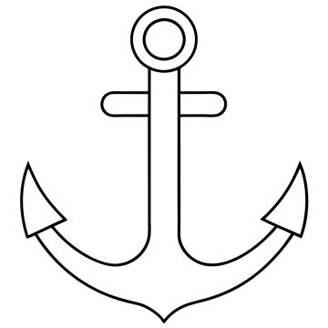 recommend clip art: anchor line art vector drawing on white background