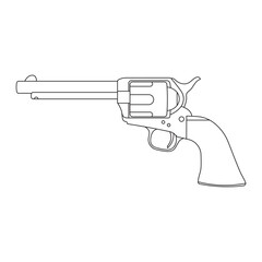 Hand drawn kids drawing Vector illustration cowboy firearm flat cartoon isolated