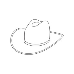 Hand drawn kids drawing Vector illustration cowboy hat flat cartoon isolated