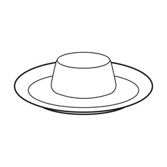 Hand drawn kids drawing Vector illustration flan dessert flat cartoon isolated