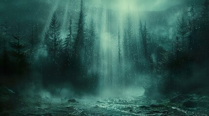 Enchanted Forest: A Mystical River Flows Through the Fog