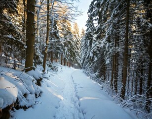 눈 속의 오솔길 산책