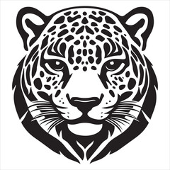 simple logo of the the lateral view of a maya draw jaguar head on a minimalist mayan aesthetic, on a white background