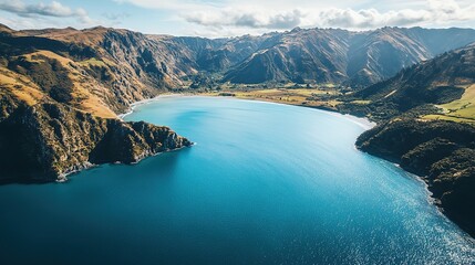 Obraz premium Aerial View of Scenic Coastal Landscape