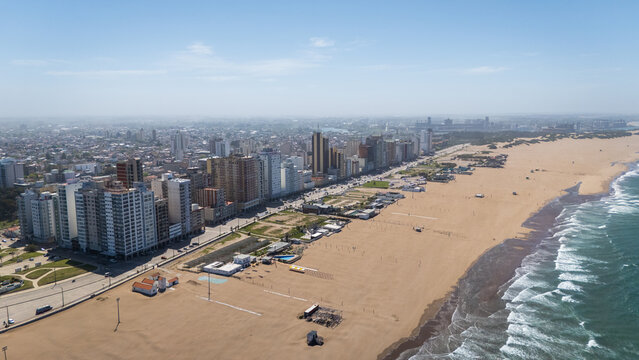 Aerial view of the city of Necochea captured by drone.