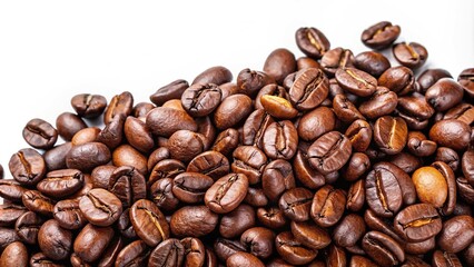 Roasted coffee beans isolated on a white background