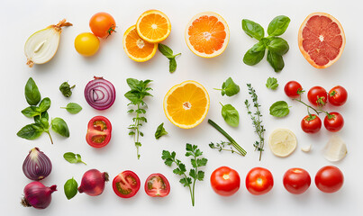 vegetable and fruits photo or illustrator on white background