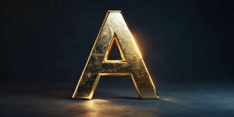 Scratched golden letter A on dark background.