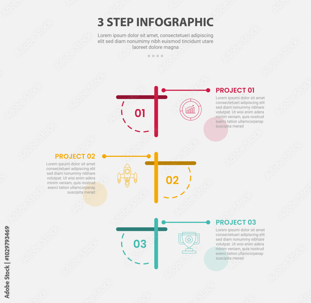 Aufkleber 3 points template infographic outline style with 3 point step template with round rectangle line com