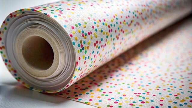 Roll of paper with sprinkle pattern
