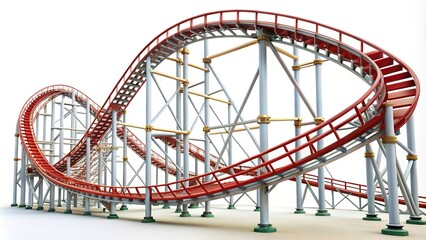 Roller coaster track against white background