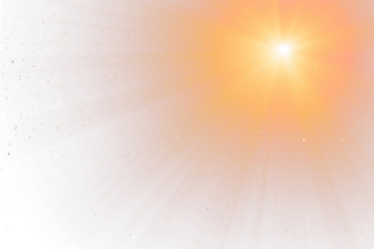 Flare Sun on transparent background,Radiant Golden Flares with Sparkling Starburst