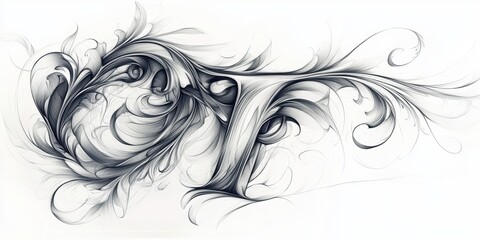 Fototapeta premium Abstract black and white swirling art.