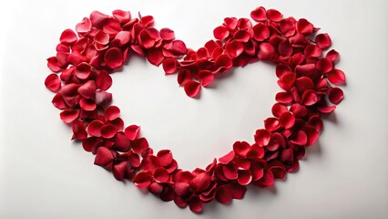 Obraz premium Romantic heart shape made from red rose petals