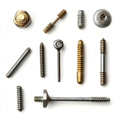 Isolated images of construction nails, screws, and bolts. isolated on white background. 