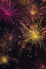 Fototapeta premium sparkling vector fireworks over night sky.